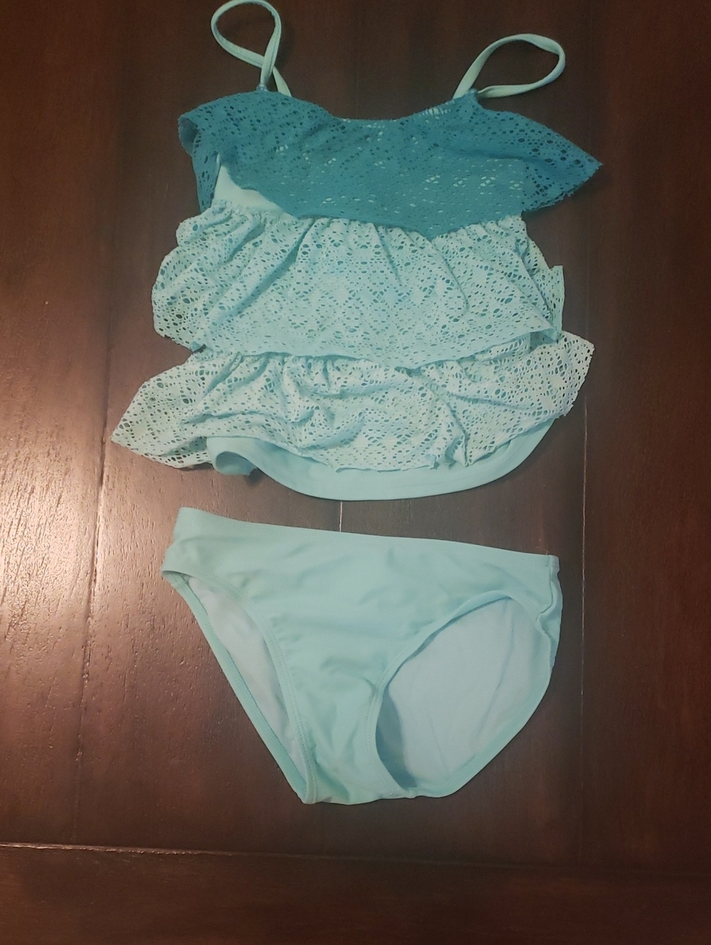 SO Light Blue Ruffle Tankini Two-Piece Swim Set